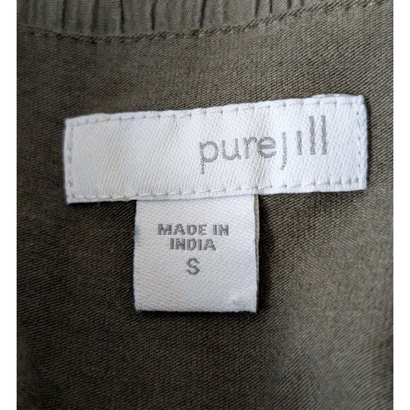 J Jill Pure Jill Size S Dress Sleeveless Asymmetric Textured Tencel Olive Green - Picture 7 of 12